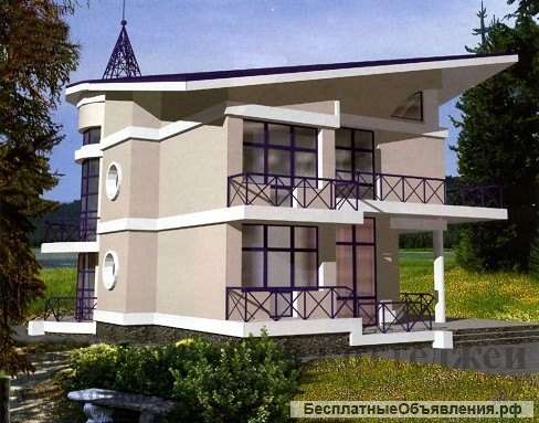 Дом из кирпича с мансардой на 209 кв. м в стиле модерн.