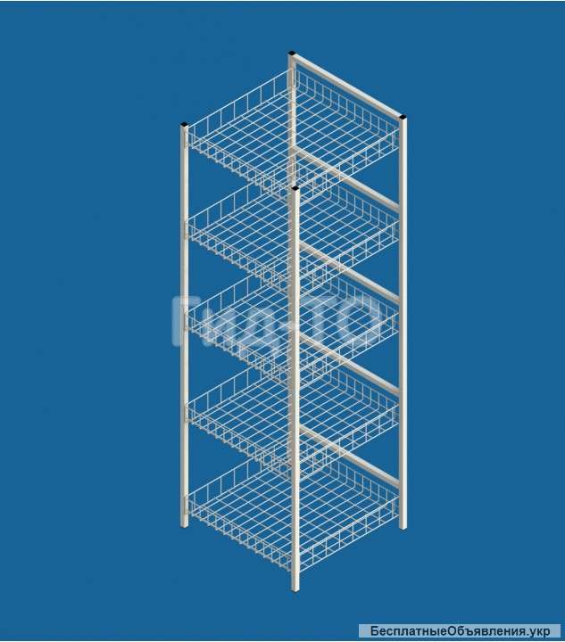 Стеллаж напольный металлический 5 сетчатых полок