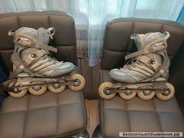 Роликовые коньки Salomon + защита