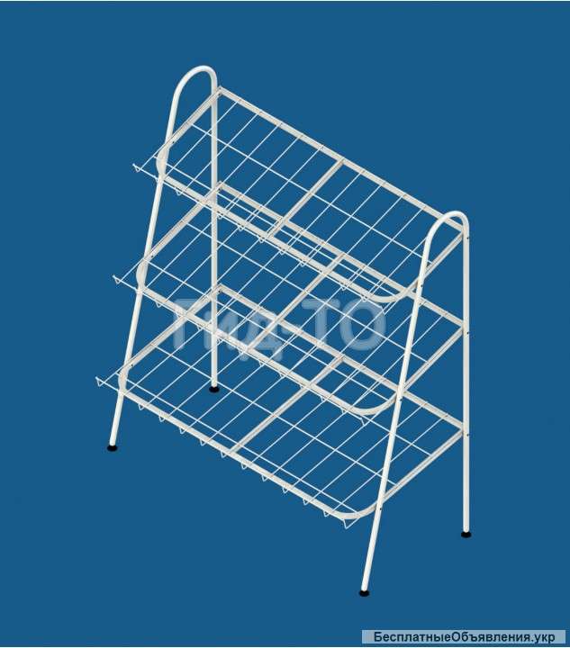 Стеллаж напольный металлический овощной 3 сетчатых полки