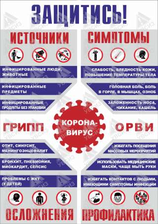 Плакат "Защитись от инфекции (коронавирус, ОРВИ, грипп)", А3 формат, доставка по всей России