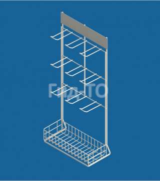 Торговый дисплей настольный с крючками и корзиной