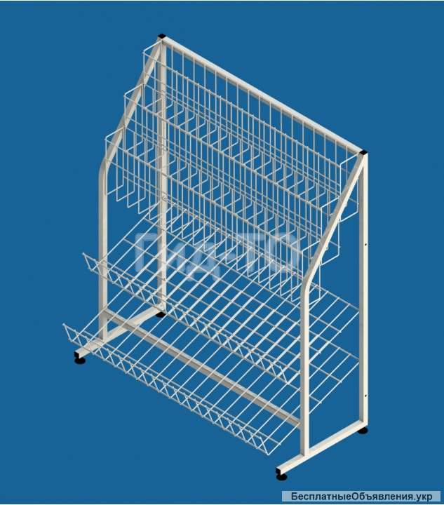 Торговый сетчатый стеллаж универсальный 3 полки