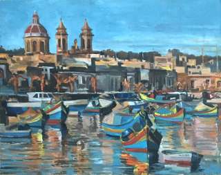 Картину: автор Аксамитов Юрий, MALTA, MARSAXLOKK, В ЛУЧАХ СОЛНЦА
