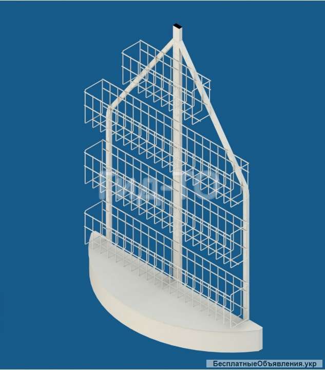 Стеллаж пристенный сетчатый 4 корзины