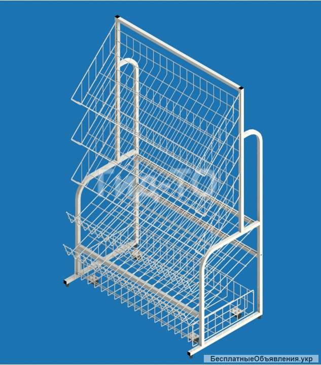 Стеллаж сетчатый торговый универсальный 6 корзин