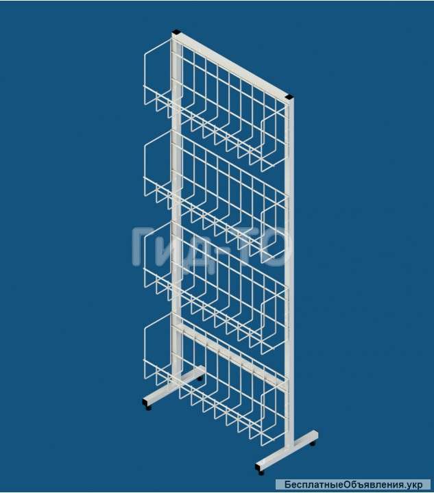 Стеллаж торговый сетчатый приставной 4 корзины