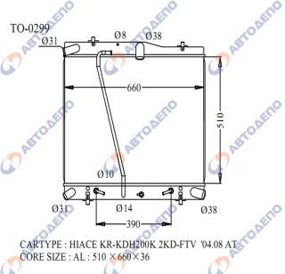 Радиатор охлаждения двигателя TOYOTA HIACE, REGIUS ACE 2004