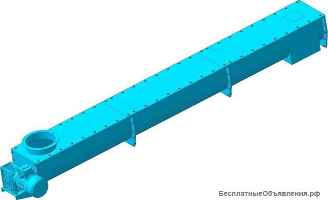 Транспортер шнековый, конвейер винтовой, шнек в желобе