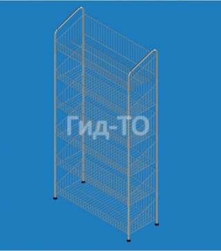 Стеллаж с сетчатыми полками Колосок хром ширина 900 мм