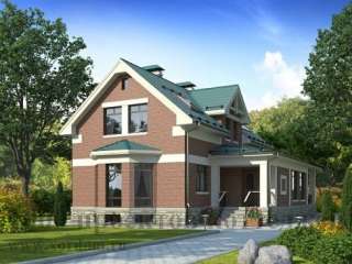 Трёхэтажный кирпичный дом на 209 кв. м в классическом стиле.