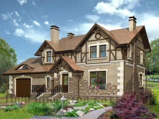 Проект дома из кирпича с мансардой на 211 кв. м в скандинавском стиле.