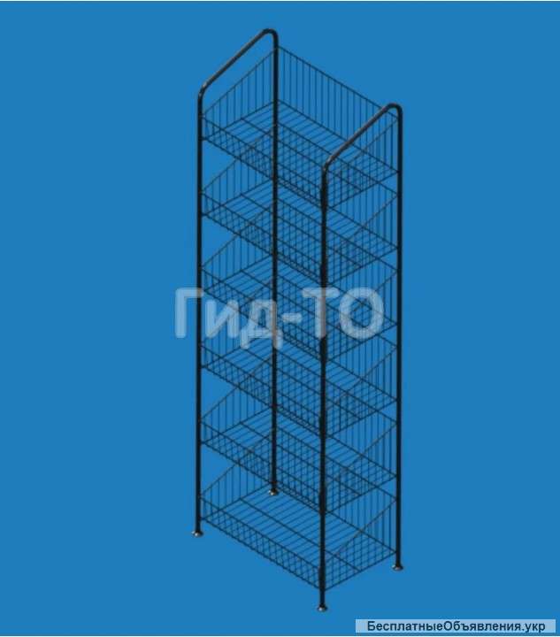 Стеллаж с сетчатыми полками Колосок чёрный ширина 600 мм