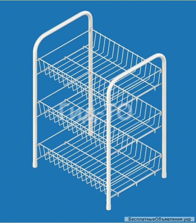 Стеллаж сетчатый ширина 420 мм 3 сетчатые полки