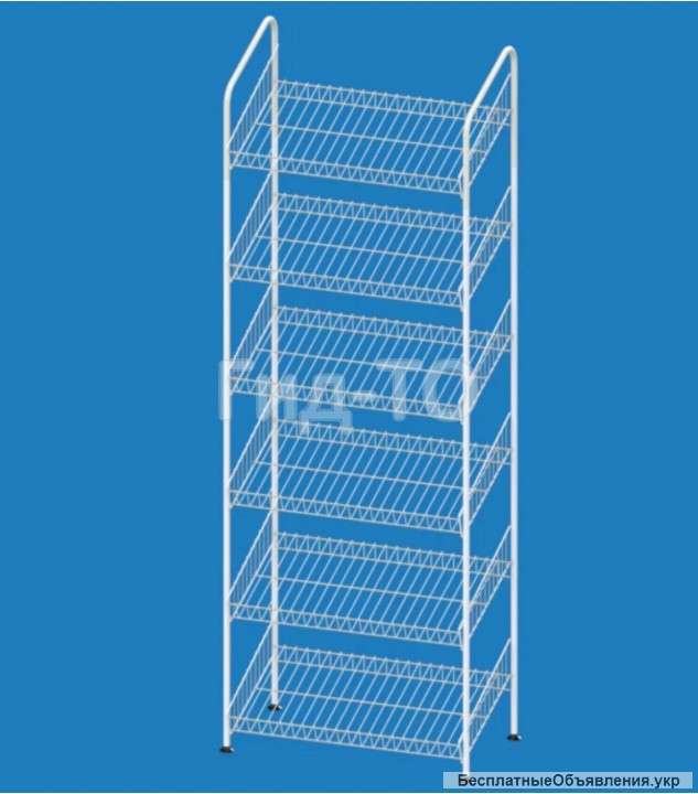 Стеллаж с сетчатыми наклонными полками 600 мм Зефир