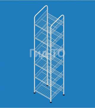 Стеллаж с сетчатыми наклонными полками 400 мм Зефир