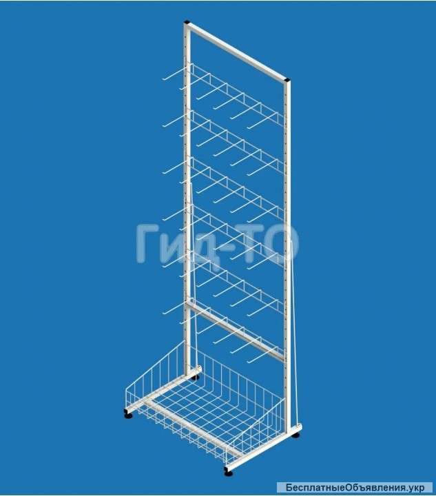 Стеллаж 6 секций кронштейнов 1 сетчатая корзина «Ева» 1к