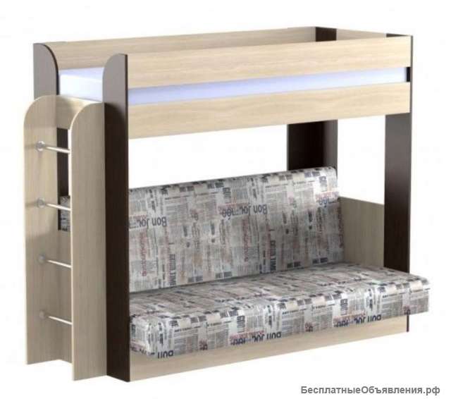 Кровать двухъярусная с диваном Колибри