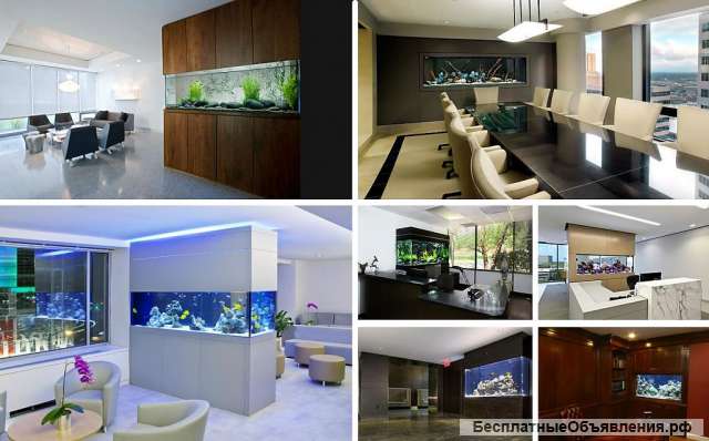 Украшение интерьера офиса и дома аквариумом