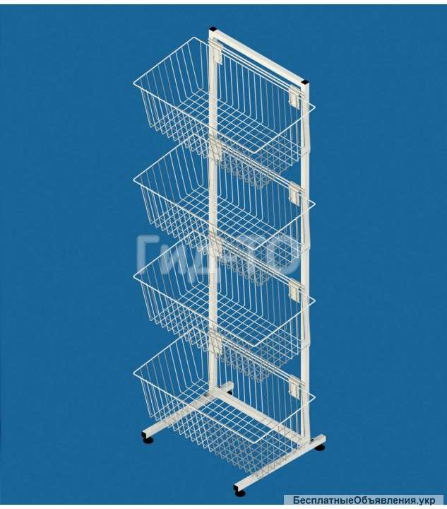 Стеллаж сетчатый односторонний с накопительными корзинами