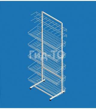 Стеллаж с сетчатыми прямыми корзинами и кронштейнами "Ева" ширина 900 мм