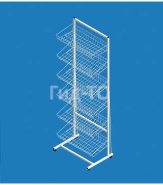 Стеллаж с сетчатыми прямыми и наклонными корзинами Ева ширина 600 мм