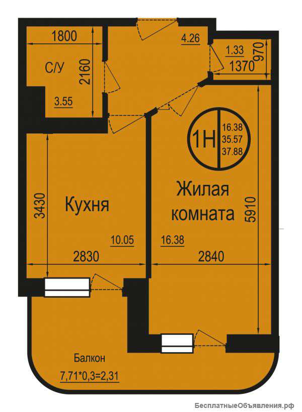 1-ком.квартира мкрн. Молодежный