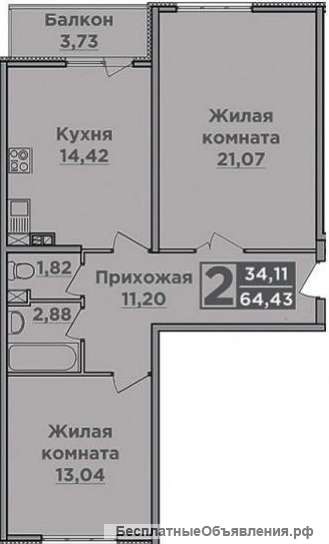 2-х к. кв. в ЖК "Сосновый Бор"