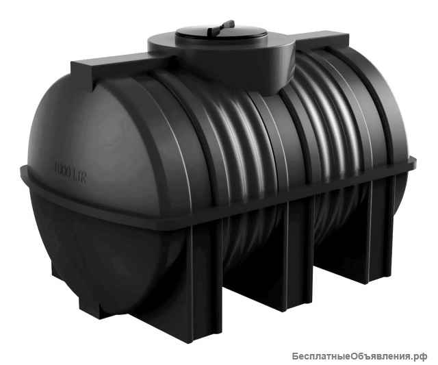 Горизонтальная цилиндрическая емкость G 1000 литров для воды и топлива