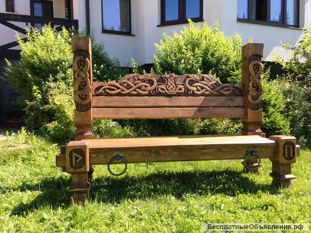 Скамья резная садовая