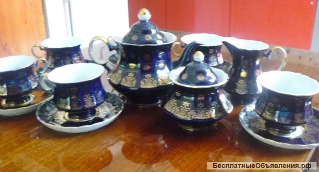 Чайный сервиз кобальт с золотом коростень