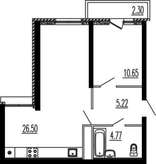 1-к квартира, 49.9 м², 22/24 эт. ул. Новороссийская, д. 90/2