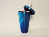 Термокружка с трубочкой (термостакан), объём 500 мл, цвет синий