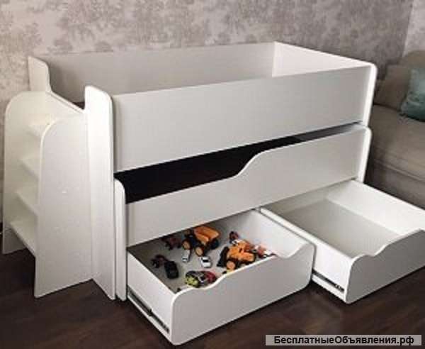 Детская двухъярусная кровать с ящиками