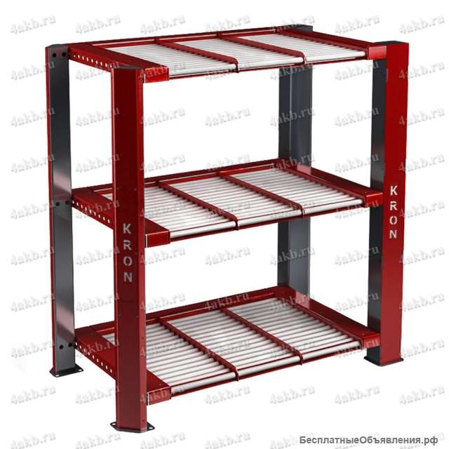 Стеллаж трехъярусный роликовый