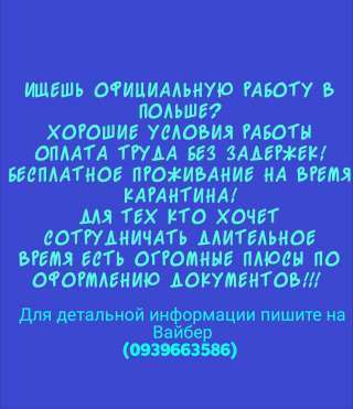 Работа в Польше разные вакансии для мужчин и женщин