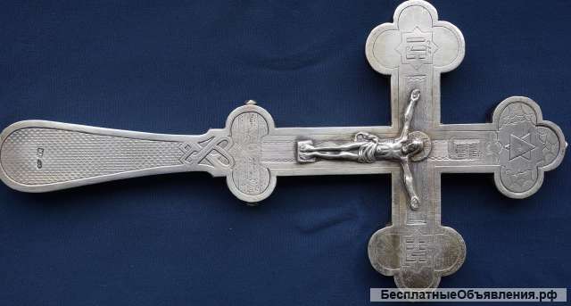 Старинный напрестольный (водосвятный крест). Серебро «84». Мастер «ИA». Россия, Москва, 1880-е гг.