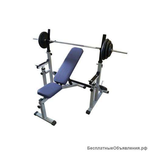 Набор рекордсмена Скамья + Стойка + Штанга с гантелями 75 кг