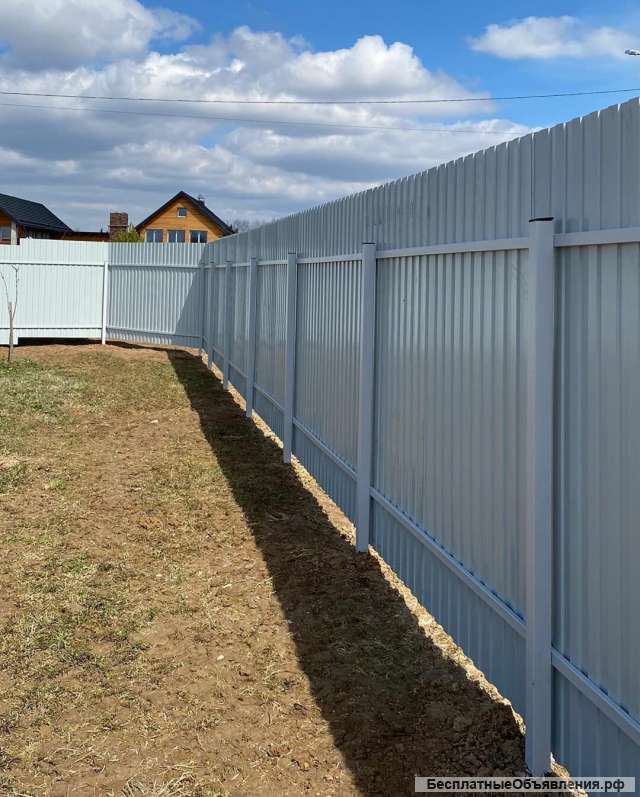 Установка заборов из проф.листа.