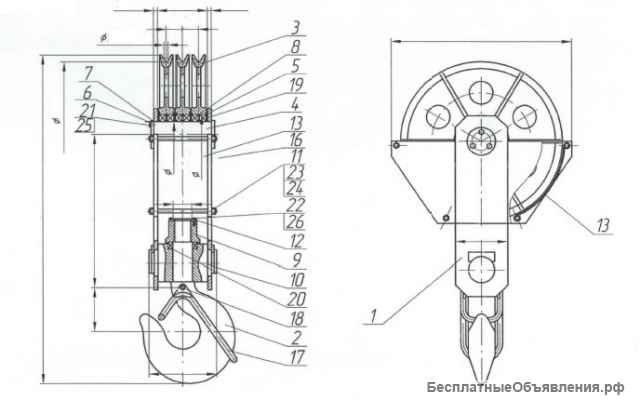 Крюковые подвески для тали