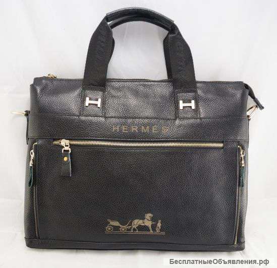 Мужская сумка из кожи - Hermes черная