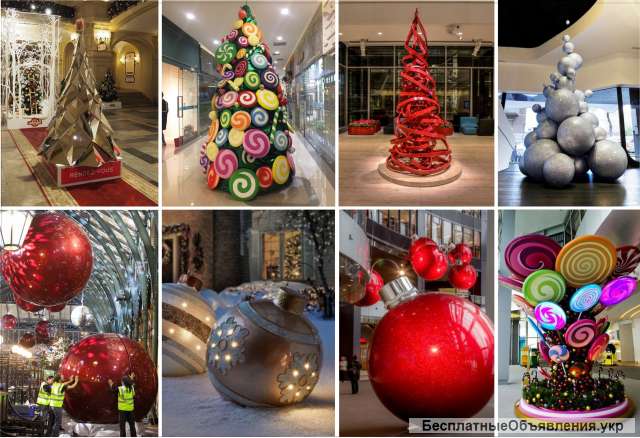 Новогодние декорации, изготовление арт-елей и создание рождественских арт-объектов