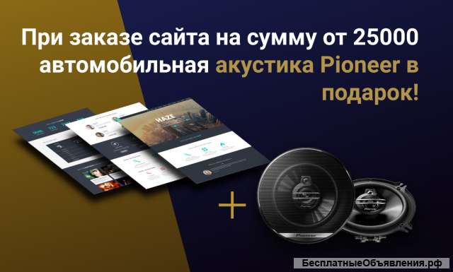 При заказе сайта автомобильная акустика Pioneer в подарок