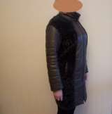 Женское, зимнее, кожаное пальто с натуральным мехом ягненка