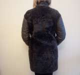 Женское, зимнее, кожаное пальто с натуральным мехом ягненка