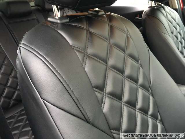 Экокожа стеганая черная Ромб