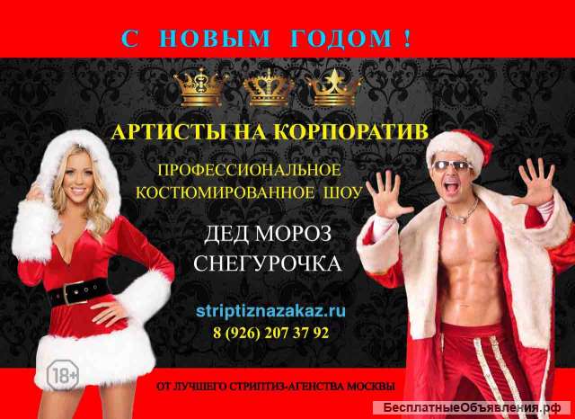 Заказать стриптиз шоу Снегурочки и Дед Мороза