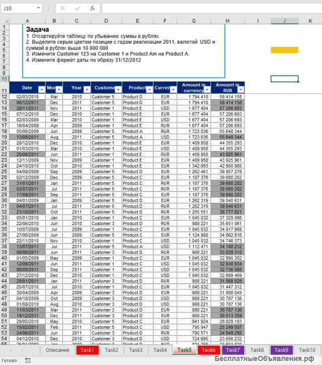 Создание таблиц, прайсов, смет, отчетов в MS Excel на заказ