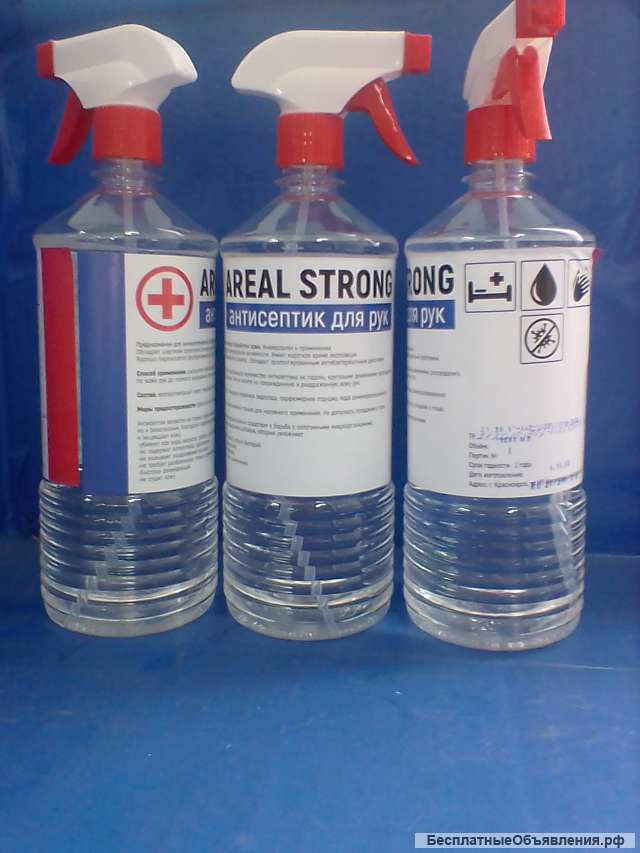 Антисептик для рук "Areal Strong", 1 литр (спиртовой)