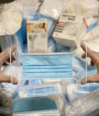 Маска защитная 3-х слойная Опт В наличии Низкие цены